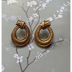 Vintage Avon Tied Hoop Earrings Gold Tone